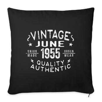 1955 June 1955 Anniversary June 1955 June Birthday - Sofa pillowcase 17,3'' x 17,3'' (45 x 45 cm) - black - Front