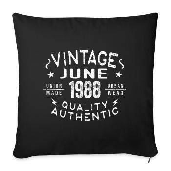 1988 Juin 1988 Anniversaire Juin 1988 Juin Anniversaire - Housse de coussin décorative 45 x 45 cm - noir - Devant