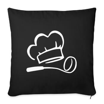 Chapeau de chef Cuillère de cuisson Cuisine Cuisine - Housse de coussin décorative 45 x 45 cm - noir - Devant