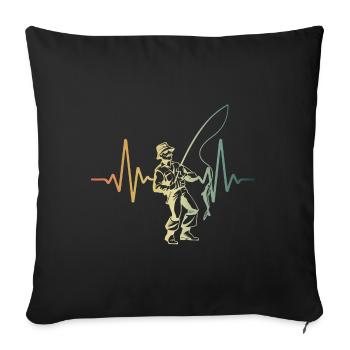 Heartbeat Anglers | Passion for fishing - Sofa pillowcase 17,3'' x 17,3'' (45 x 45 cm) - black - Front