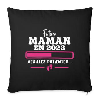 Future Maman 2023 Cadeau Nouvelle Naissance Maman - Housse de coussin décorative 45 x 45 cm - noir - Devant