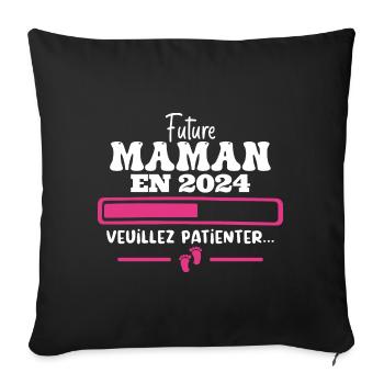 Future Maman 2024 Cadeau Nouvelle Naissance Maman - Housse de coussin décorative 45 x 45 cm - noir - Devant