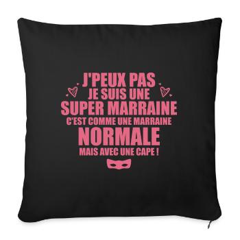 Je Suis Une Super Marraine Avec Un Cape - Housse de coussin décorative 45 x 45 cm - noir - Devant