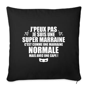 Je Suis Une Super Marraine Avec Un Cape - Housse de coussin décorative 45 x 45 cm - noir - Devant