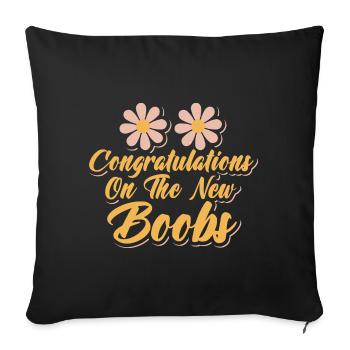 Nouveaux Seins Nouveau Moi Félicitations Chirurgie De Récupération - Housse de coussin décorative 45 x 45 cm - noir - Devant