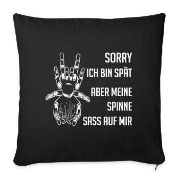Meine Spinne saß auf mir - lustiges Spinnendesign - Sofakissenbezug 45 x 45 cm - Schwarz - Vorne