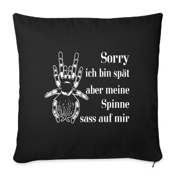 Meine Spinne saß auf mir - lustiges Spinnendesign - Sofakissenbezug 45 x 45 cm - Schwarz - Vorne