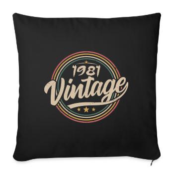 1981 Vintage 1981 Birthday Gift - Retro Style 1981 - Housse de coussin décorative 45 x 45 cm - noir - Devant