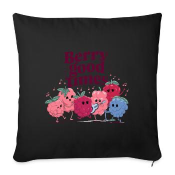 Berry Good Times Beeren Rote Früchte - Sofakissenbezug 45 x 45 cm - Schwarz - Vorne