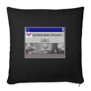 Design #7 "404 Error HEART not found" BACK - Sofakissenbezug 45 x 45 cm - Schwarz - Vorne