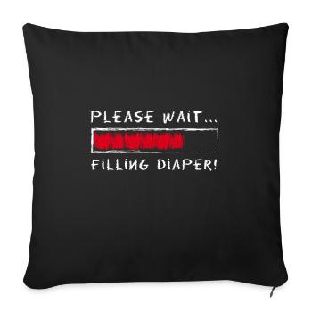 Please Wait Filling Diaper Loading - Sofa pillowcase 17,3'' x 17,3'' (45 x 45 cm) - black - Front