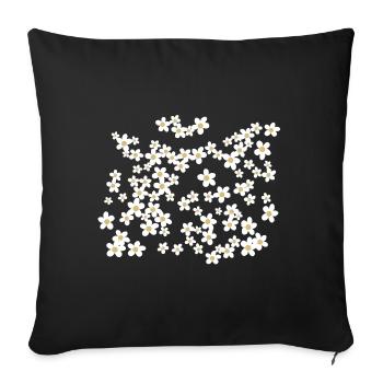 Motif marguerite belles fleurs - Housse de coussin décorative 45 x 45 cm - noir - Devant
