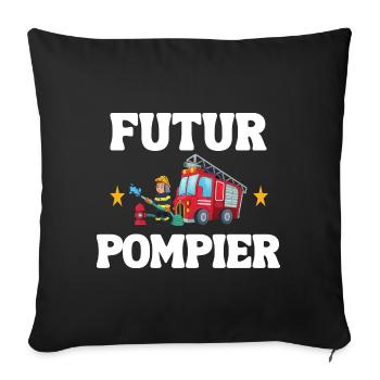 Futur Pompier Cadeau Enfant Cadeau Bebe - Housse de coussin décorative 45 x 45 cm - noir - Devant
