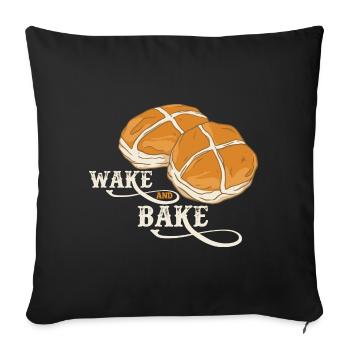 Wake And Bake Baking Lover - Sofa pillowcase 17,3'' x 17,3'' (45 x 45 cm) - black - Front