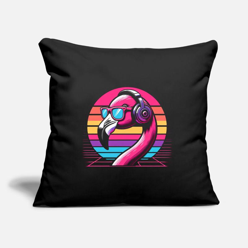 Flamingo Techno Musique Housse de coussin décorative 45 x 45 cm