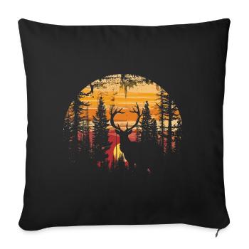 Deer Forest Roe Deer Nature Sunset - Sofa pillowcase 17,3'' x 17,3'' (45 x 45 cm) - black - Front