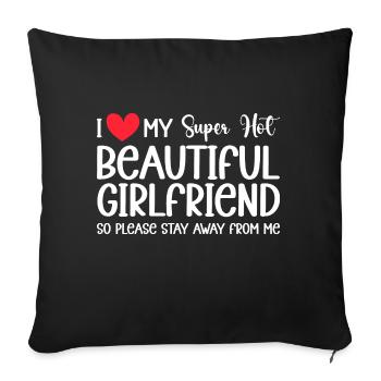 J’aime ma copine Couple Idée cadeau petit ami - Housse de coussin décorative 45 x 45 cm - noir - Devant
