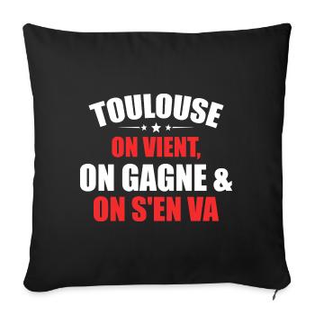 Rugby Toulouse Humour Cadeau Supporter - Housse de coussin décorative 45 x 45 cm - noir - Devant