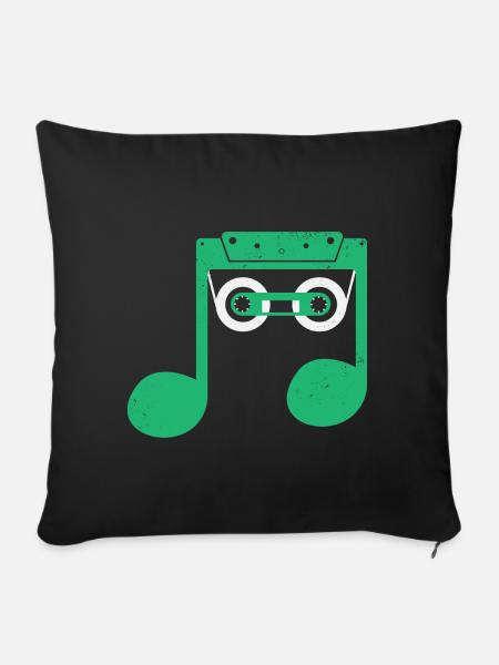 Compact Cassette Music - Sofakissenbezug 45 x 45 cm - Schwarz