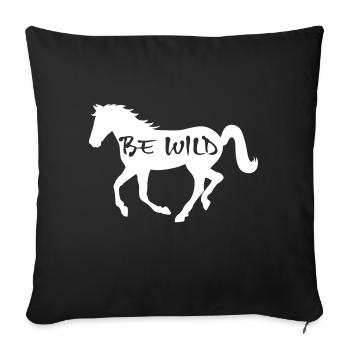Cheval Be Wild Reiterin cheval équitation cadeau - Housse de coussin décorative 45 x 45 cm - noir - Devant