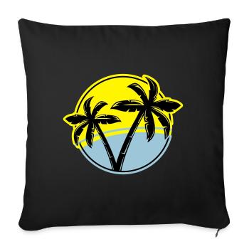 palme silhouette cercle plage - Housse de coussin décorative 45 x 45 cm - noir - Devant