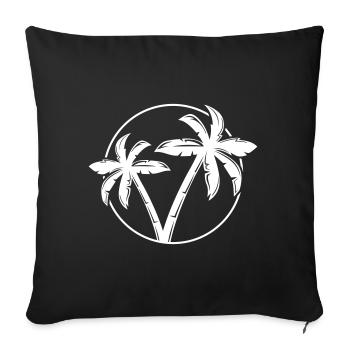 palme silhouette cercle plage - Housse de coussin décorative 45 x 45 cm - noir - Devant