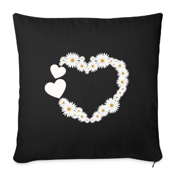 Daisy Flower Heart Women Gardener - Sofa pillowcase 17,3'' x 17,3'' (45 x 45 cm) - black - Front
