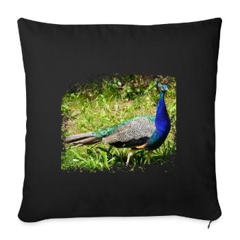 The peacock is originally from India - Sofa pillowcase 17,3'' x 17,3'' (45 x 45 cm) - black - Front