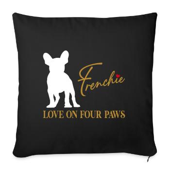 Frenchie amour sur quatre pattes - Housse de coussin décorative 45 x 45 cm - noir - Devant