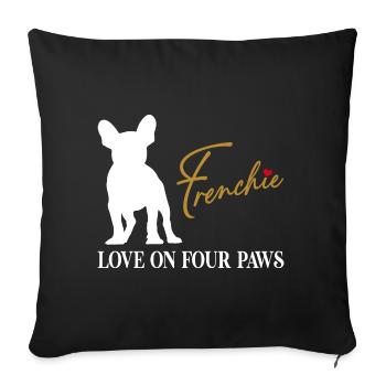 Frenchie amour sur quatre pattes - Housse de coussin décorative 45 x 45 cm - noir - Devant