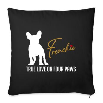 Frenchie amour sur quatre pattes - Housse de coussin décorative 45 x 45 cm - noir - Devant