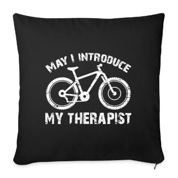 Biking is my therapist, my therapy - Sofa pillowcase 17,3'' x 17,3'' (45 x 45 cm) - black - Front