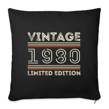 Vintage 1980's - Year 1980's Birthday Gift 1980 - Sofa pillowcase 17,3'' x 17,3'' (45 x 45 cm) - black - Front
