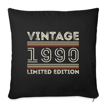 Vintage 1990 - Year 1990's Birthday Gift 1990 - Sofa pillowcase 17,3'' x 17,3'' (45 x 45 cm) - black - Front
