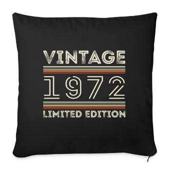 Millésime 1972 - Année 1972 Cadeau d’anniversaire 1972 - Housse de coussin décorative 45 x 45 cm - noir - Devant