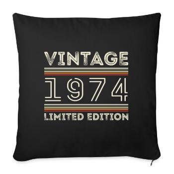 Vintage 1974 - Year 1974 Birthday Gift 1974 - Sofa pillowcase 17,3'' x 17,3'' (45 x 45 cm) - black - Front
