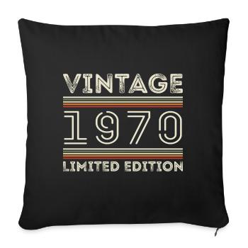 Vintage 1970's - Year 1970's Birthday Gift 1970's - Sofa pillowcase 17,3'' x 17,3'' (45 x 45 cm) - black - Front