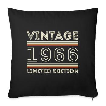 Millésime 1966 - Année 1966 Cadeau d’anniversaire 1966 - Housse de coussin décorative 45 x 45 cm - noir - Devant