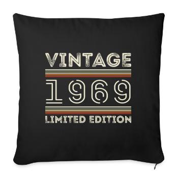 Vintage 1969 - Year 1969 Birthday Gift 1969 - Sofa pillowcase 17,3'' x 17,3'' (45 x 45 cm) - black - Front