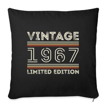 Vintage 1967 - Year 1967 Birthday Gift 1967 - Sofa pillowcase 17,3'' x 17,3'' (45 x 45 cm) - black - Front