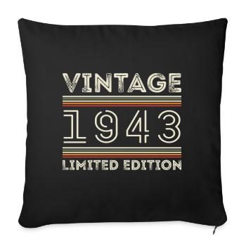 Jahrgang 1943 - Jahr 1943 Geburtstagsgeschenk 1943 - Sofakissenbezug 45 x 45 cm - Schwarz - Vorne