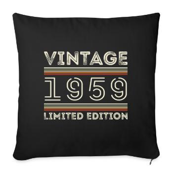 Millésime 1959 - Année 1959 Cadeau d’anniversaire 1959 - Housse de coussin décorative 45 x 45 cm - noir - Devant