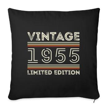 Vintage 1955 - Year 1955 Birthday Gift 1955 - Sofa pillowcase 17,3'' x 17,3'' (45 x 45 cm) - black - Front
