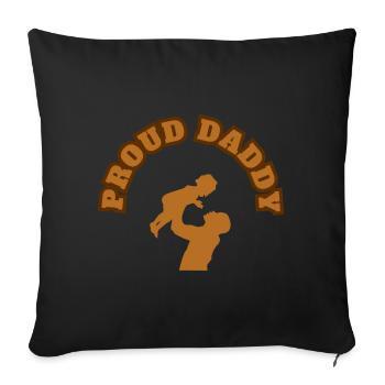 Fier Papa Enfant Fille Marron - Housse de coussin décorative 45 x 45 cm - noir - Devant