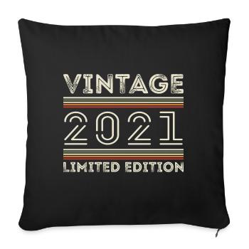 Vintage 2021 - Year 2021 Birthday Gift 2021 - Sofa pillowcase 17,3'' x 17,3'' (45 x 45 cm) - black - Front