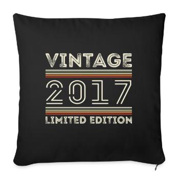 Millésime 2017 - Année 2017 Cadeau d’anniversaire 2017 - Housse de coussin décorative 45 x 45 cm - noir - Devant