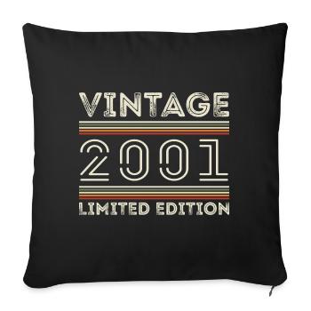 Vintage 2001 - Year 2001 Birthday Gift 2001 - Sofa pillowcase 17,3'' x 17,3'' (45 x 45 cm) - black - Front