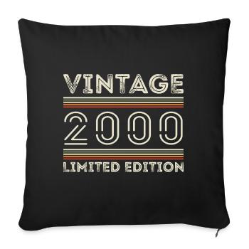 Jahrgang 2000 - Jahr 2000 Geburtstagsgeschenk 2000 - Sofakissenbezug 45 x 45 cm - Schwarz - Vorne