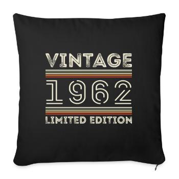 Millésime 1962 - Année 1962 Cadeau d’anniversaire 1962 - Housse de coussin décorative 45 x 45 cm - noir - Devant