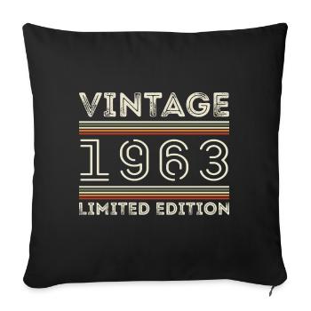 Millésime 1963 - Année 1963 Cadeau d’anniversaire 1963 - Housse de coussin décorative 45 x 45 cm - noir - Devant